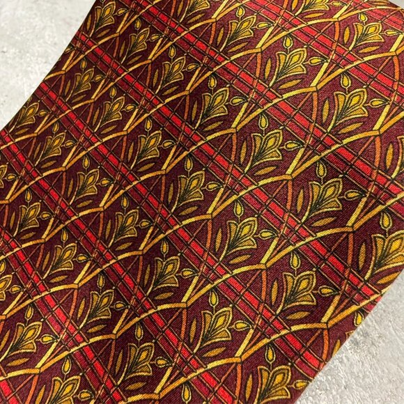 Yves Saint Laurent Tie 100% Silk Satin Made in Italy Geometric Bronze 4" - Picture 2 of 6
